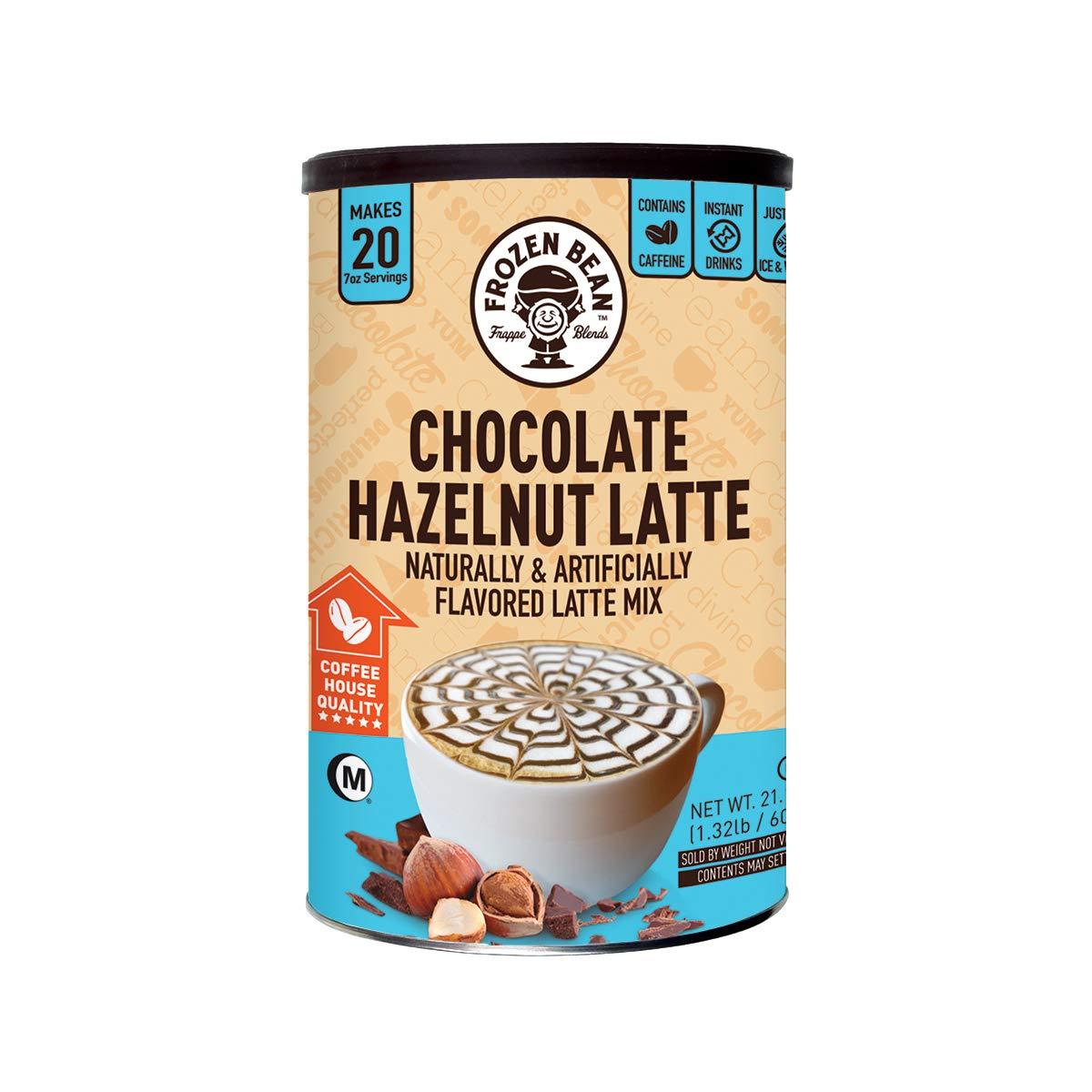 Frozen Bean, Chocolate Hazelnut Latte Deluxe Frappe Coffee Mix, 21 oz - Mighty Depot