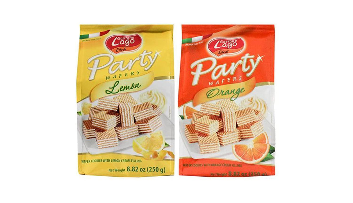 Gastone Lago Party Variety Wafers Cream Filling 8.82 oz, 250g (Pack of 2) (Lemon / Orange, 2-Pack) - Mighty Depot