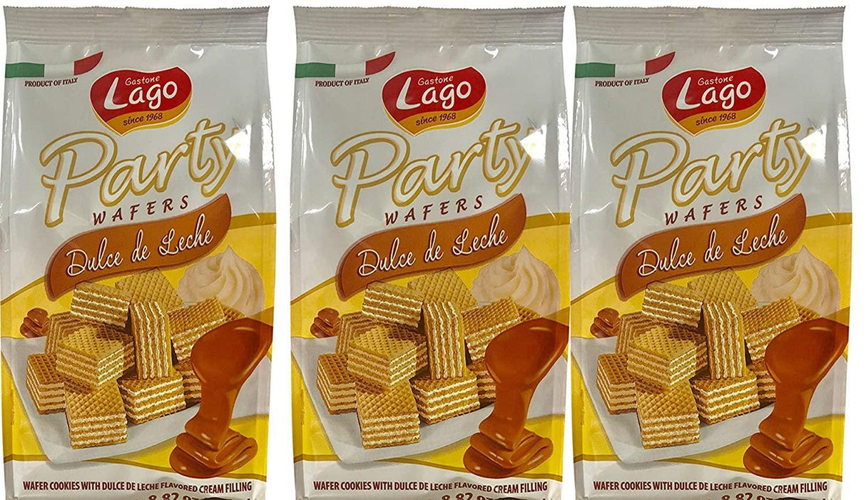 Gastone Lago Party Wafers Dulce De Leche Cream Filling 8.82 oz, 250g (Pack of 3) (Dulce De Leche, 3-Pack) - Mighty Depot