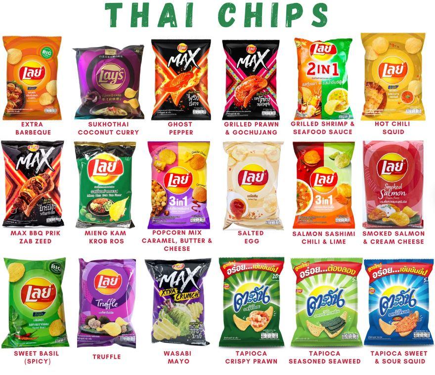 Lay's Chips Asian Mystery Box - 4 bags - Taiwan, Japan, Korean, Thai, Indian - Mighty Depot