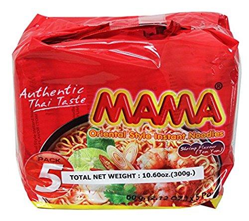 MAMA Oriental Style Instant Noodles - Shrimp (Tom Yum) Flavor 2.12 oz / 60g (5 Packs) - Mighty Depot
