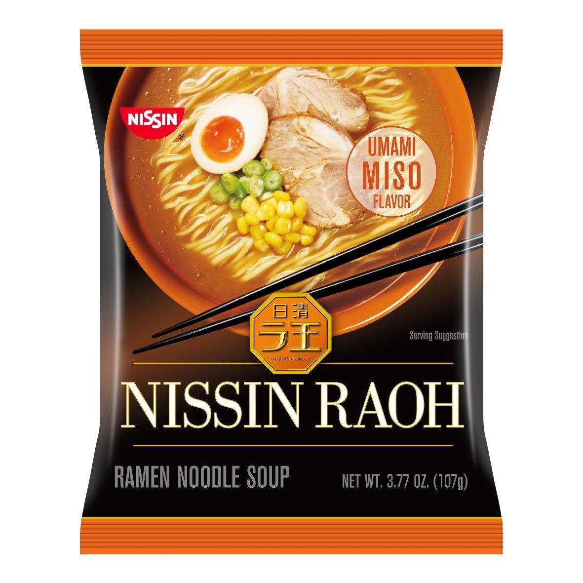 Nissin RAOH Ramen Noodle Soup, Umami Miso, 107 Gram (Pack of 10) - Mighty Depot