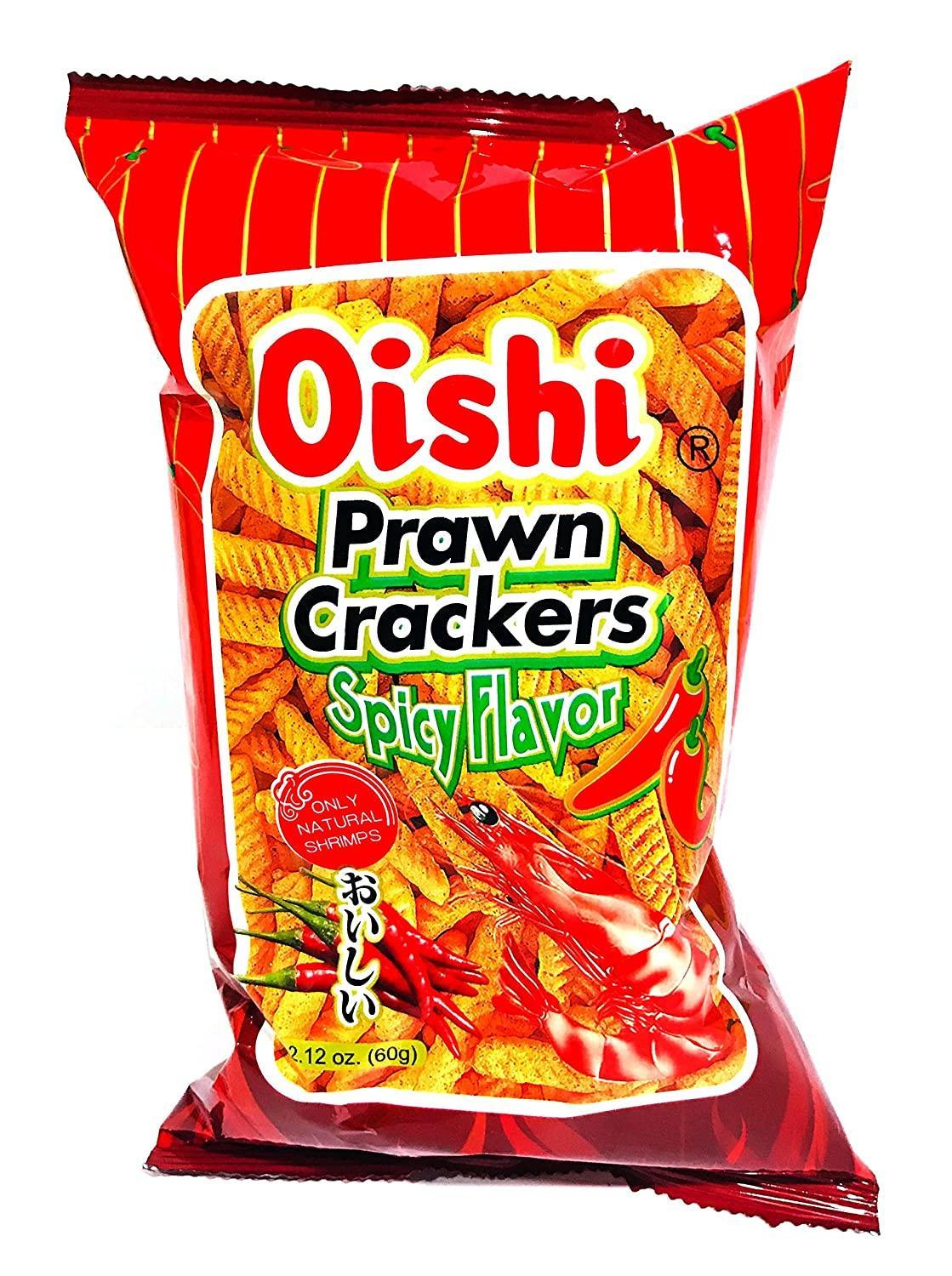 Oishi Prawn Crackers Spicy Flavor 2.12oz Pack of 4 - Mighty Depot