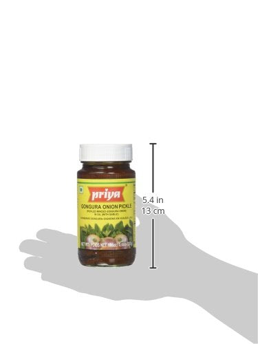 Priya Gongura Onion Pickle With Garlic, 300 Grams, 1 Bottle - Mighty Depot