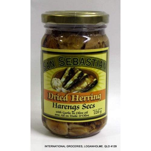 San Sebastian Dried Herring with Garlic in Olive Oil in Glass Jar 220g - Mighty Depot