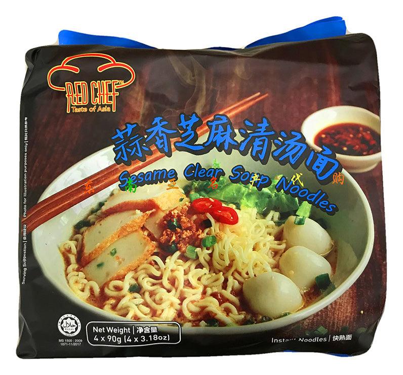 Red Chef - Sesame Clear Soup Noodles, 13 Ounces (3.18 oz/pack), (1 pack of 4) - Mighty Depot