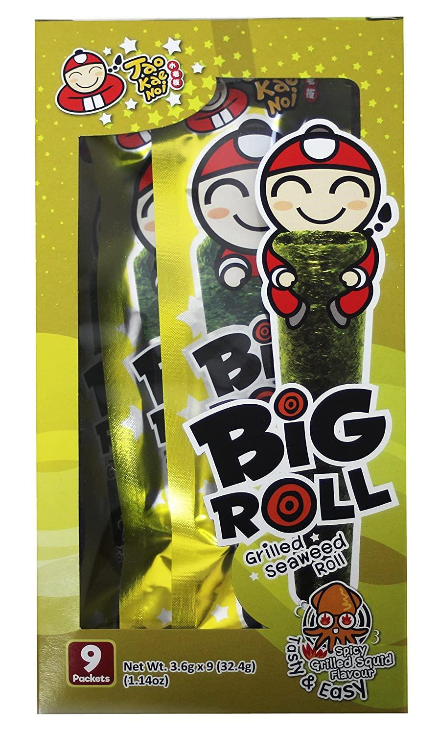 Taokenoi Grilled Seaweed Big Roll -Spicy oz 1.27oz x3pk (Spicy Grilled Squid Flavour) - Mighty Depot