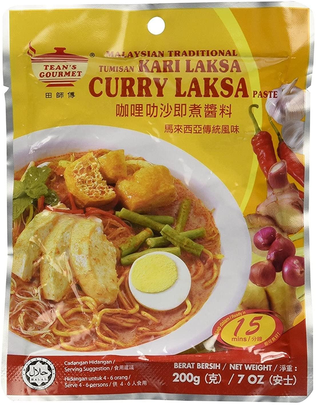 Tean's Gourmet Malaysian Traditional Cuisine Tumisan Kari Laksa Curry Laksa Paste (4 Pack) - Mighty Depot