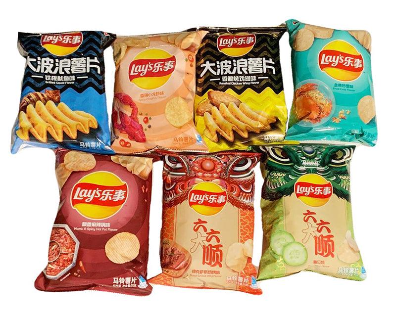 Lay's Chips Asian Mystery Box - 4 bags - Taiwan, Japan, Korean, Thai, Indian - Mighty Depot