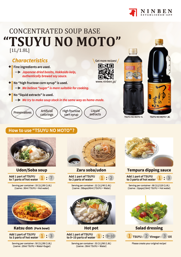 Ninben - Tsuyu No Moto (にんべん つゆの素), 33.8 Oz, (1 Bottle) - Mighty Depot