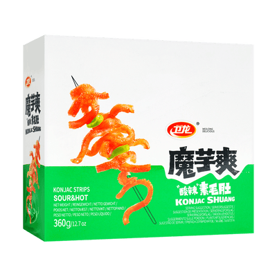 WeiLong Latiao, Spicy Gluten, 魔芋爽，魔芋丝，Wei Long Konjac 20 Sachets / 360g Chinese Snack ,Chanmoyu, Moyushuang. 酸辣口味（Hot and sour)