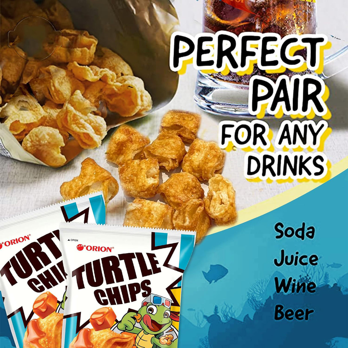 Orion Turtle Chips, 1.23 Pounds [7 packs of 80g bags] (1 Box)