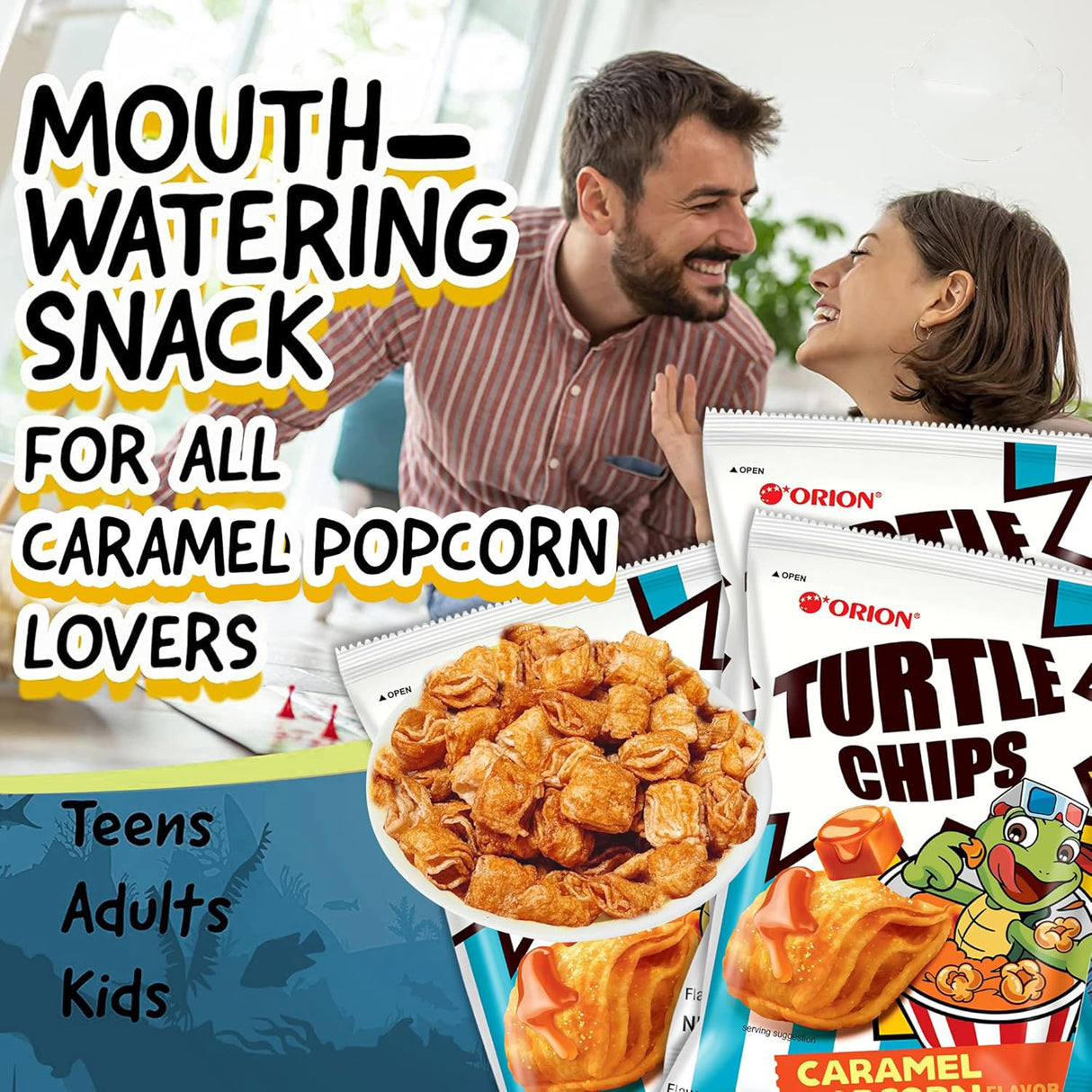 Orion Turtle Chips, 1.23 Pounds [7 packs of 80g bags] (1 Box)