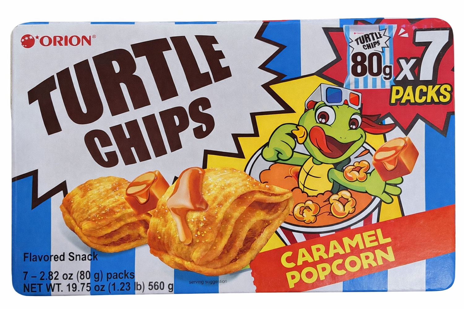 Orion Turtle Chips, 1.23 Pounds [7 packs of 80g bags] (1 Box)