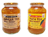 HAIO Ginger Tea with Honey & Yuza Citron Tea with Honey (Combo Pack), 2.2 Pounds Each Jar - 2 Jars - Mighty Depot