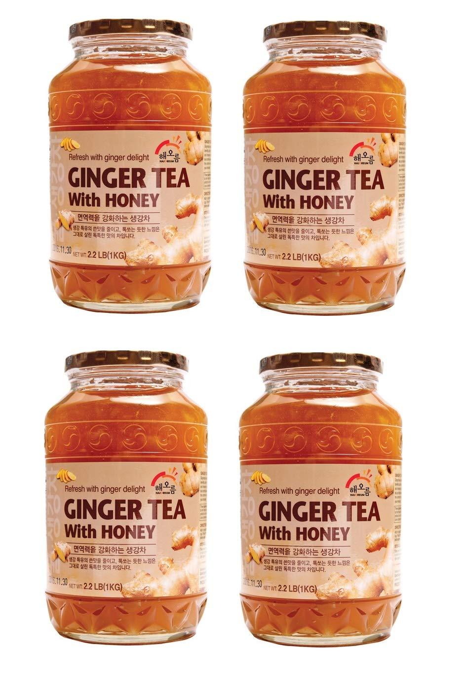 Haio Ginger Tea With Honey Refresh With Korean Herbal Tea Ginger Delight - Product of Korea - 4 jars - Mighty Depot