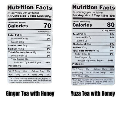 HAIO Ginger Tea with Honey & Yuza Citron Tea with Honey (Combo Pack), 2.2 Pounds Each Jar  - 2 Jars