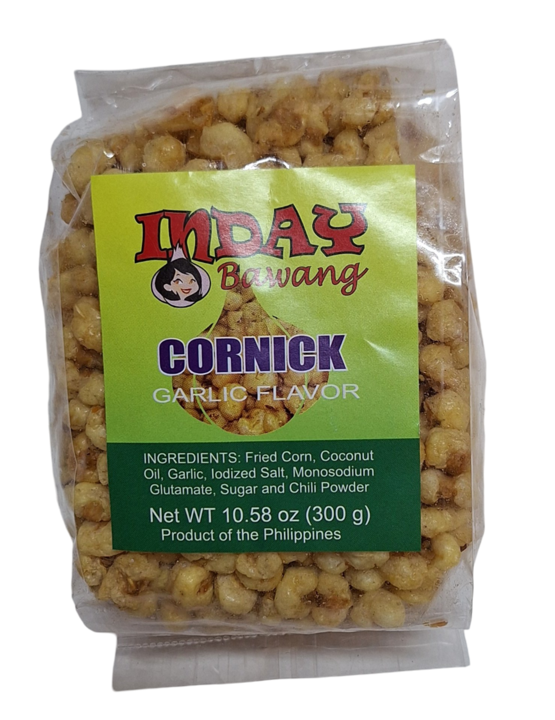 Inday Bawang Cornick Garlic Flavor,  Filipino Crunchy Corn Nut Snack,  10.58 Oz, 1 bag
