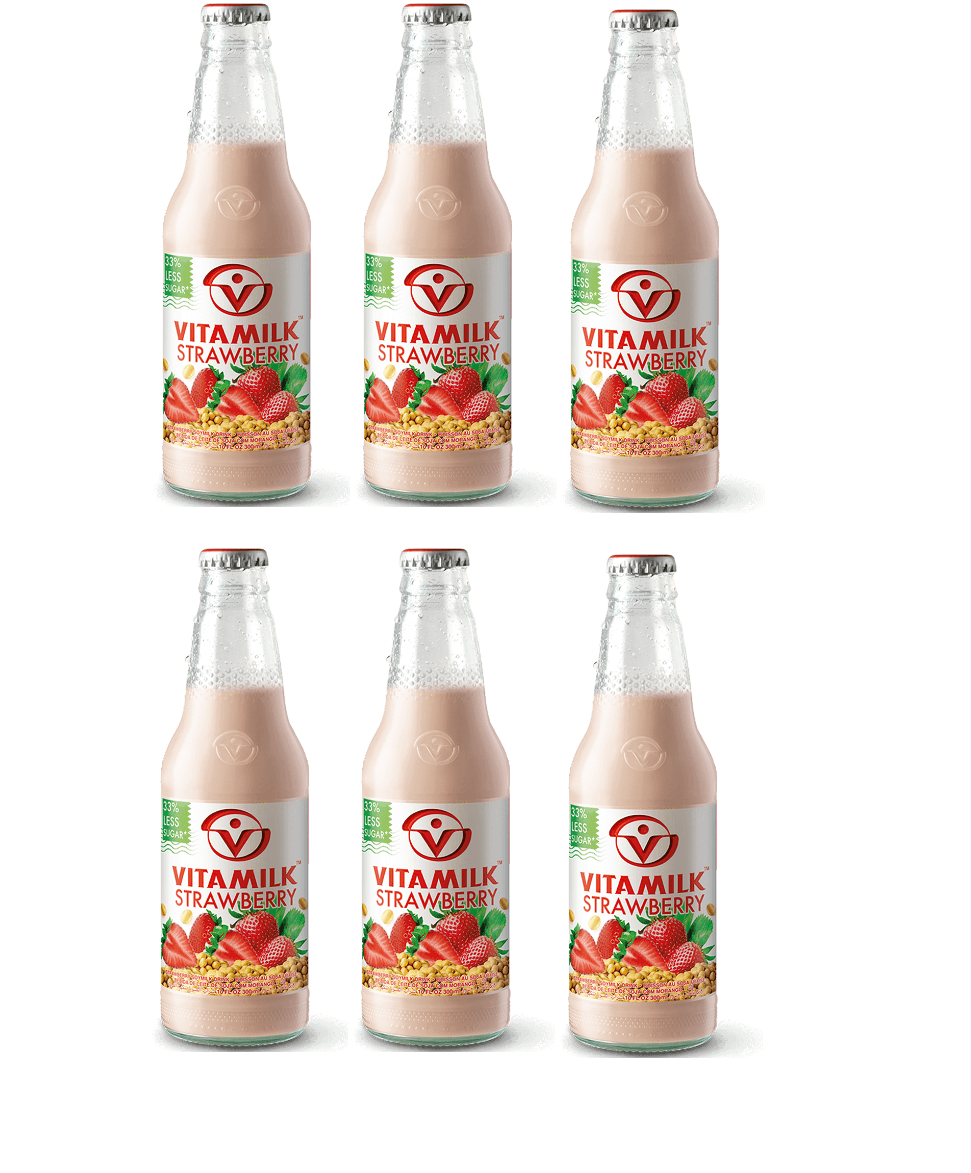 Vitamilk Strawberry Soy Milk 10 fl oz, 6 Bottles