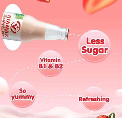 Vitamilk Strawberry Soy Milk 10 fl oz, 6 Bottles