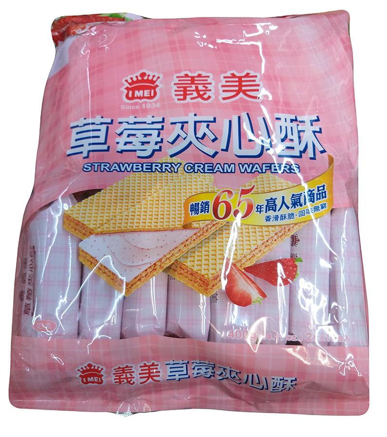 Imei Strawberry Cream Wafers, 14.11 Ounces, (Pack of 1) - Mighty Depot