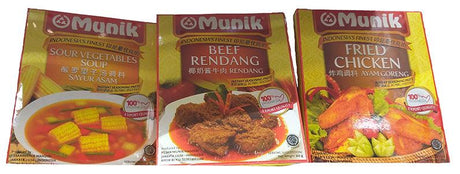 Munik Sour Vegetable Soup, Beef Rendang, and Fried Chicken, (Bundle of 1 Pack) - Mighty Depot