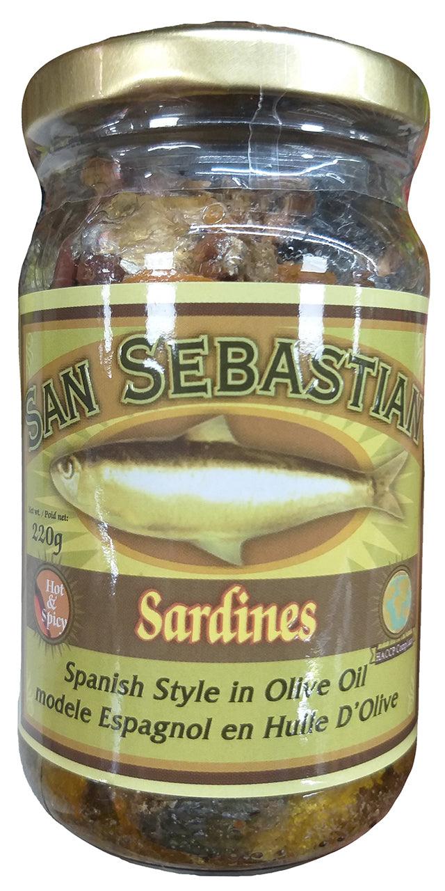 San Sebastian Sardines (Spanish Style in Olive Oil), 7.7 Ounces, (Pack of 1 Jar) - Mighty Depot