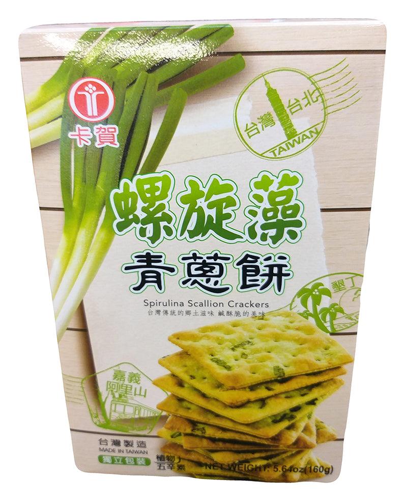 Kaho Spirulina Scallion Crackers, 5.6 Ounces, (Pack of 1) - Mighty Depot