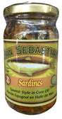 San Sebastian - Sardines Spanish Style in Corn Oil, 8 Ounces, (Pack of 1 Jar) - Mighty Depot