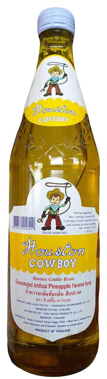 Houston Cowboy - Concentrated Artificial Flavored Syrup (Pineapple), 24 Ounces, (Pack of 1 Bottle) - Mighty Depot
