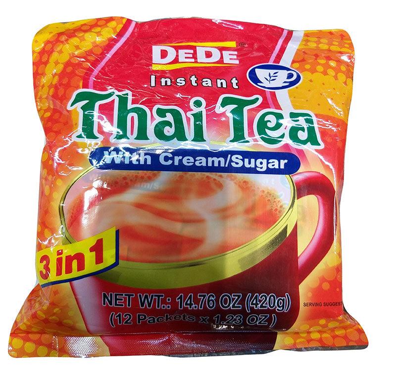 Dede - 3 in 1 Instant Thai Tea with Cream and Sugar, 14.76 Ounces (1.23 Oz x 12 Packets), (1 Pack of 12) - Mighty Depot