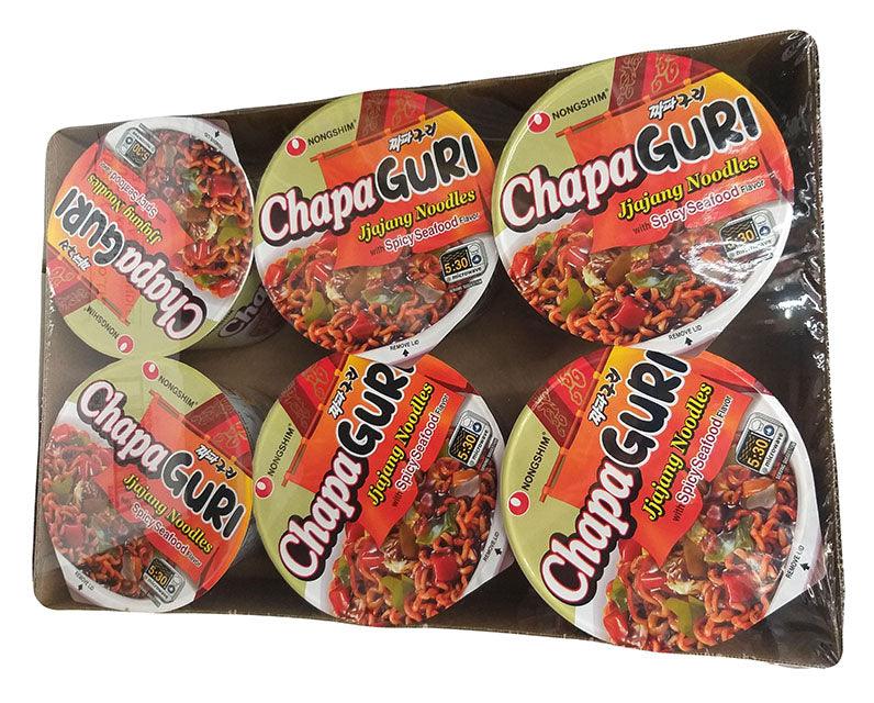 Nongshim - Chapa Guri Jiajang Noodles (Spicy Seafood), 1.5 Pounds (4.02oz x 6 Cups), (Pack of 1) - Mighty Depot