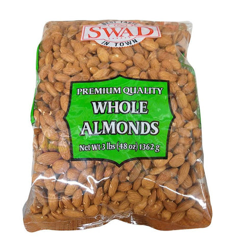 Swad - Whole Almonds, 3 Pounds, (1 Bag) - Mighty Depot