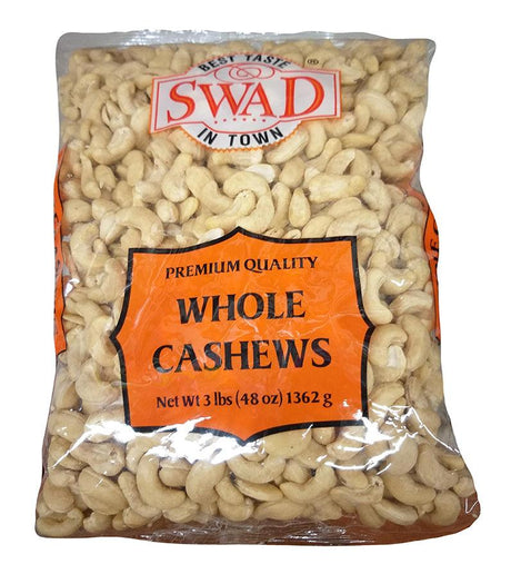 Swad - Whole Cashews, 3 Pounds, (1 Bag) - Mighty Depot
