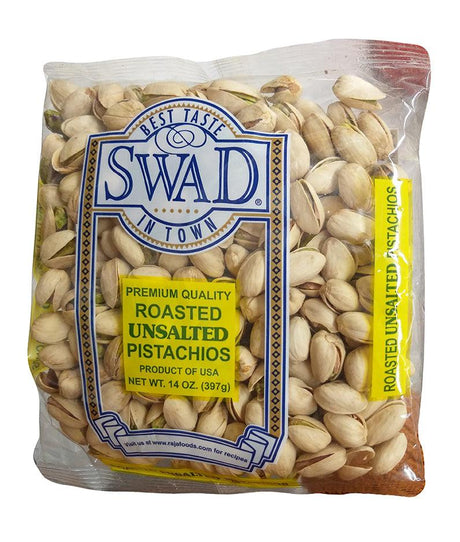 Swad - Roasted Unsalted Pistachios, 14 Ounces, (1 Bag) - Mighty Depot