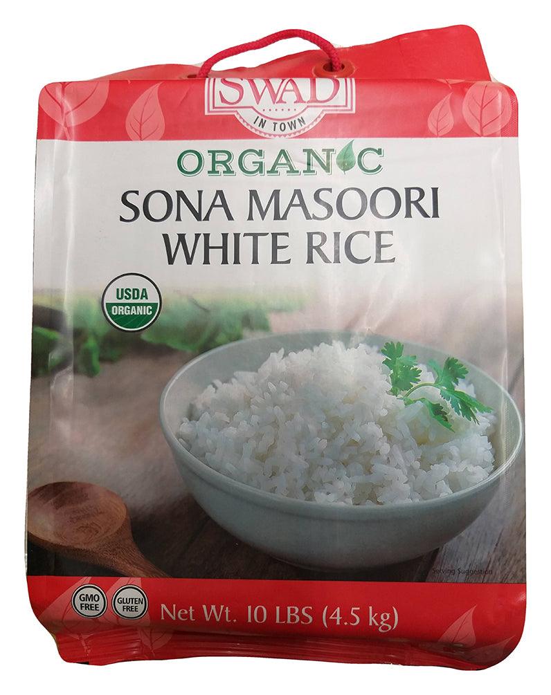 Swad - Organic Sona Masoori White Rice, 10 Pounds (1 Bag)