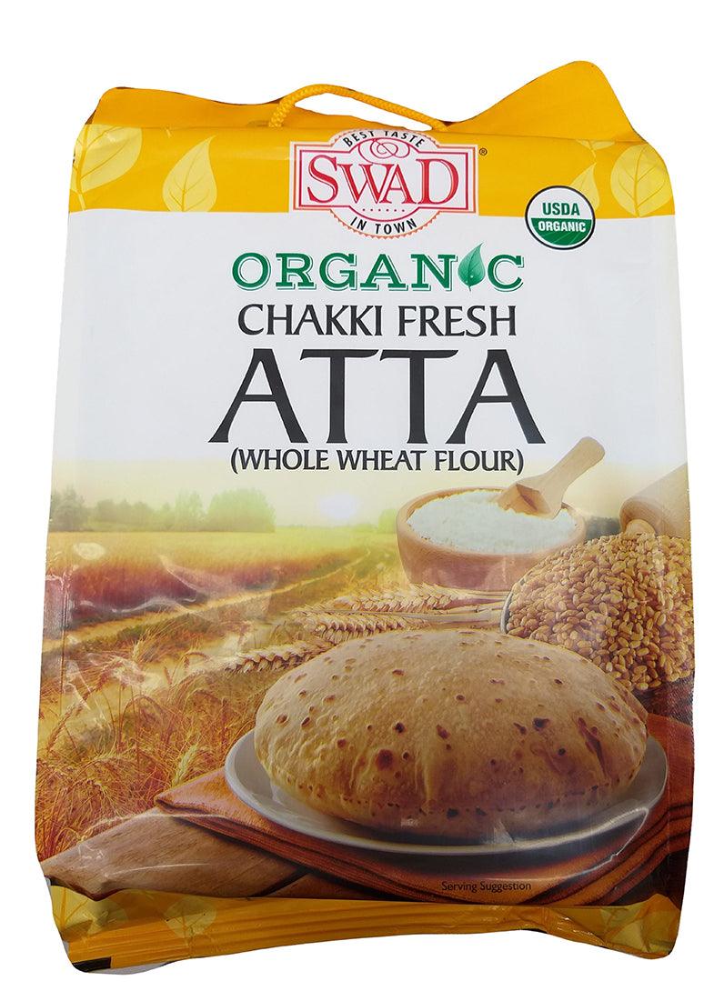 Swad - Organic Chakki Fresh Atta (Whole Wheat Flour), 10 Pounds (1 Bag) - Mighty Depot