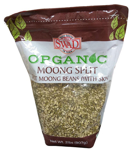 Swad - Organic Moong Split Beans with Skin, 2 Pounds (1 Bag) - Mighty Depot