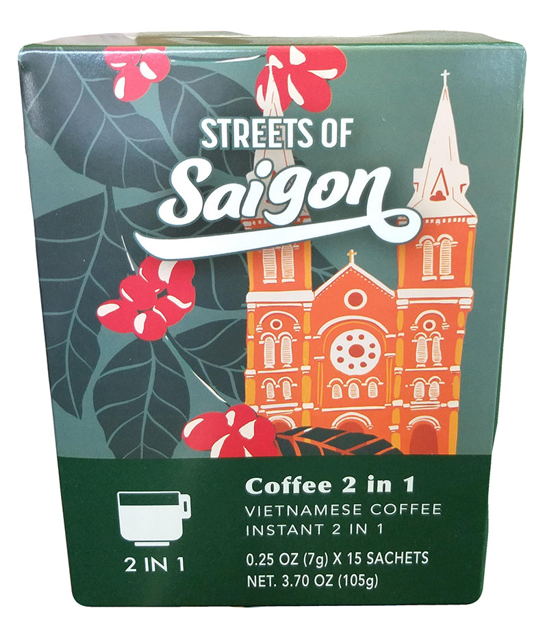 Streets of Saigon - Vietnamese instant Coffee 2 in 1, 3.70 Ounces, (1 Box)