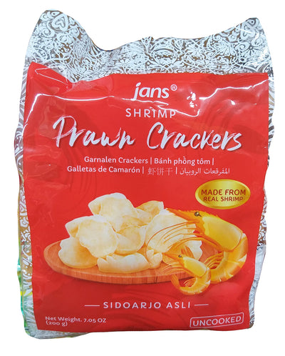 Jans - Shrimp Prawn Crackers  (Uncooked), 7.05 Ounces, (1 Bag)
