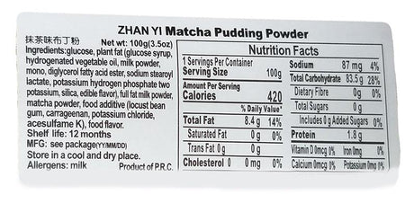 Zhan Yi - Matcha Pudding Powder, 3.5 Ounces, (1 Box) - Mighty Depot