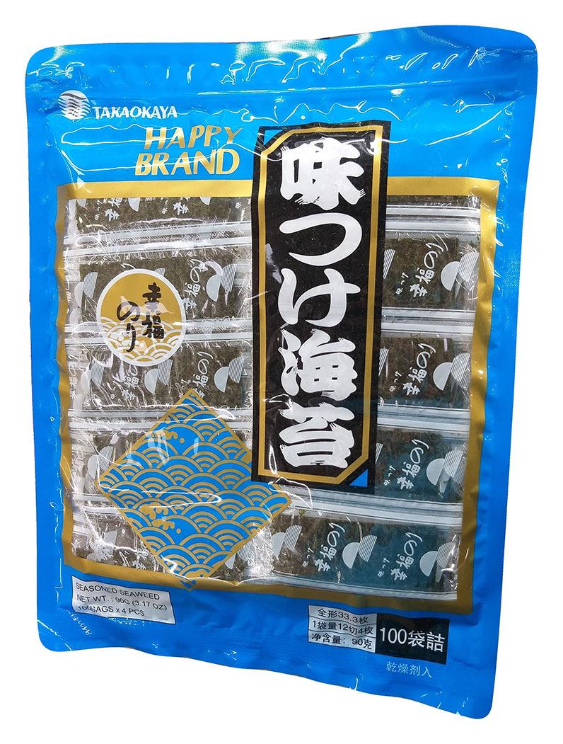 Takaokaya - Ajitsuke Nori (Seasoned Seaweed 100 Bags x 4 Pcs), 3.1 Ounces, (1 Bag)