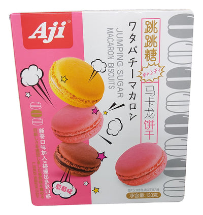 Aji - Jumping Sugar Macaron Biscuits (Strawberry), 4.69 Ounces, (1 Box)