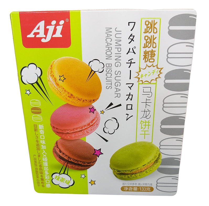 Aji - Jumping Sugar Macaron Biscuits (Matcha), 4.69 Ounces, (1 Box)