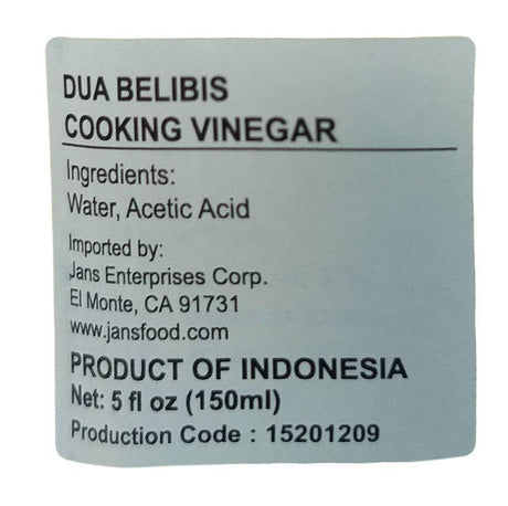 Dua Belibis - Cooking Vinegar, 5 Ounces, (1 Bottle) - Mighty Depot