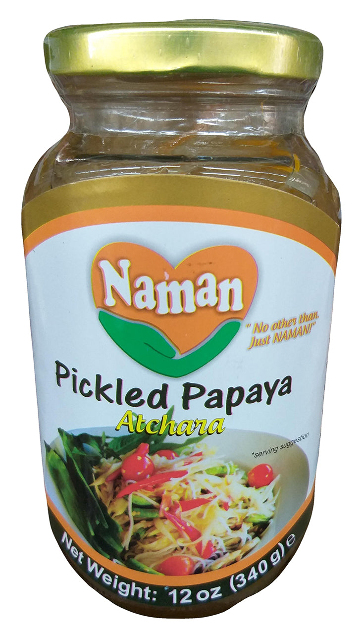 Naman - Pickled Papaya in Syrup (Atchara), 12 Ounces, (1 Jar)