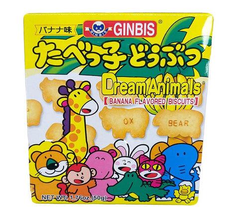 Ginbis - Dream Animals Biscuits (Banana), 1.76 Ounces, (1 Box) - Mighty Depot