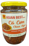 Asian Best Brand - Ca Com Chua Ngot Pickles Anchovy Fish with Chili, 14.10 Ounces, (1 Jar)