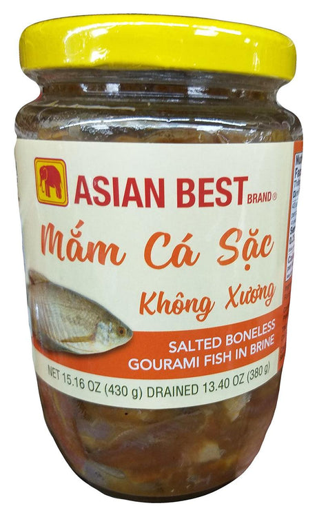 Asian Best Brand - Mam Ca Sac Khong Xuong Salted Boneless Gourami Fish in Brine, 15.16 Ounces, (1 Jar) - Mighty Depot
