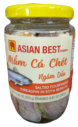 Asian Best Brand - Mam Ca Chet Ngam Dau Salted Fourfinger Threadfin in Soya Bean Oil, 13.05 Ounces, (1 Jar) - Mighty Depot